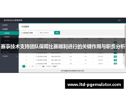 赛事技术支持团队保障比赛顺利进行的关键作用与职责分析